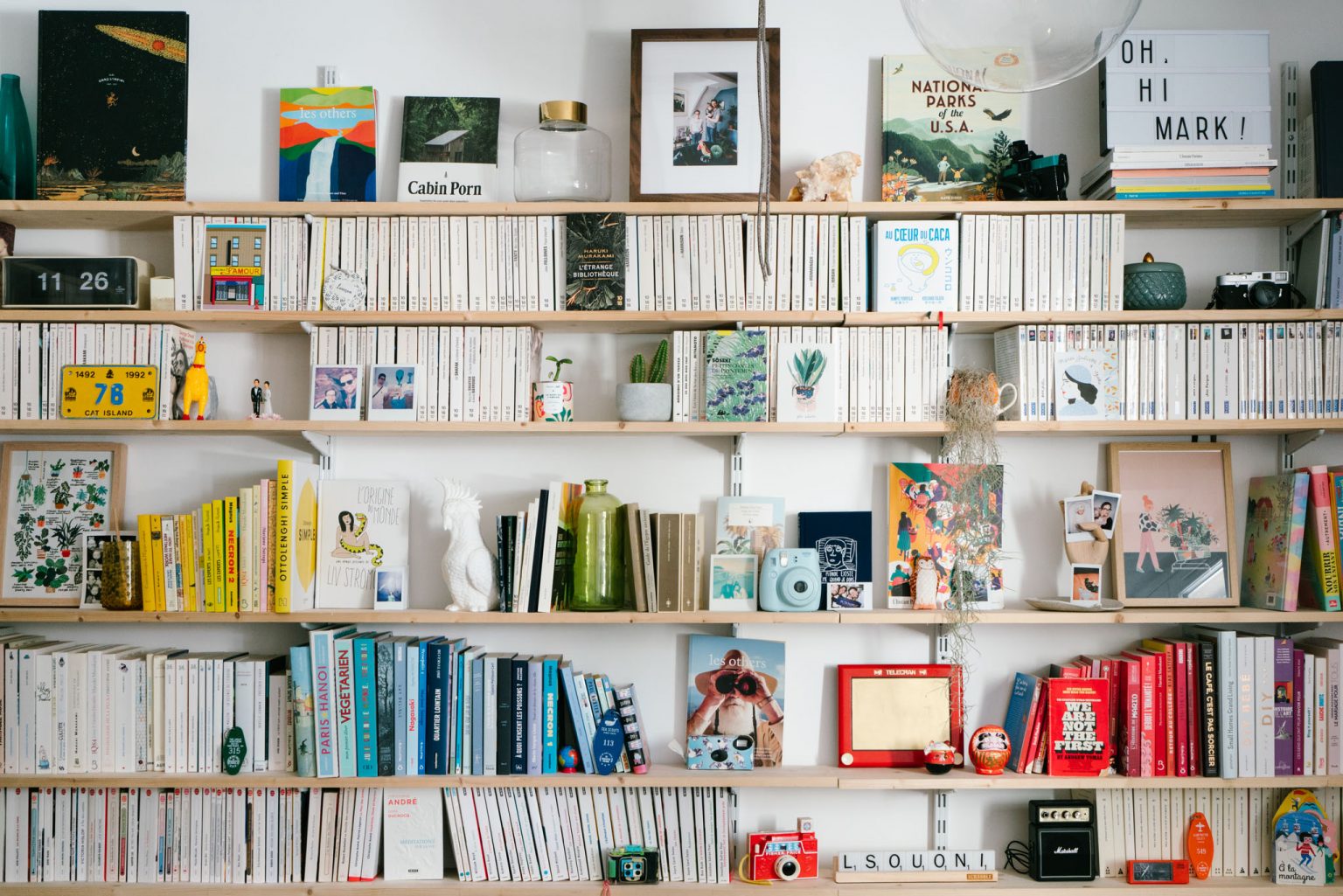 mur de livres salon