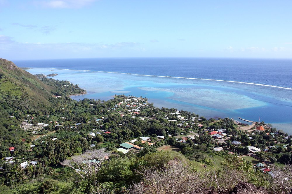 Vue du lagon de Moorea depuis la montagne magique